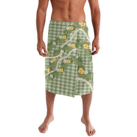 Aloha Puakenikeni Anthurium Pikake Lei Lavalava Green Hawaiian Palaka Pattern