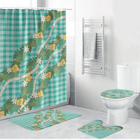 Aloha Puakenikeni Anthurium Pikake Lei Bathroom Set Marine Hawaiian Palaka Pattern