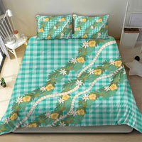 Aloha Puakenikeni Anthurium Pikake Lei Bedding Set Marine Hawaiian Palaka Pattern