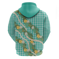 Aloha Puakenikeni Anthurium Pikake Lei Hoodie Marine Hawaiian Palaka Pattern