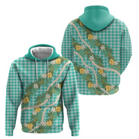 Aloha Puakenikeni Anthurium Pikake Lei Hoodie Marine Hawaiian Palaka Pattern