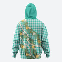 Aloha Puakenikeni Anthurium Pikake Lei Hoodie Marine Hawaiian Palaka Pattern