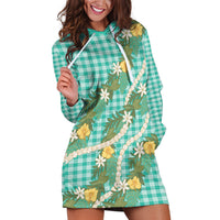 Aloha Puakenikeni Anthurium Pikake Lei Hoodie Dress Marine Hawaiian Palaka Pattern LT9 Marine - Polynesian Pride