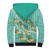 Aloha Puakenikeni Anthurium Pikake Lei Sherpa Hoodie Marine Hawaiian Palaka Pattern