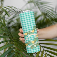 Aloha Puakenikeni Anthurium Pikake Lei Skinny Tumbler Marine Hawaiian Palaka Pattern LT9 - Polynesian Pride