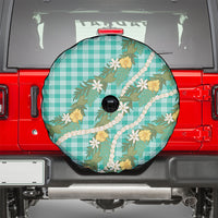 Aloha Puakenikeni Anthurium Pikake Lei Spare Tire Cover Marine Hawaiian Palaka Pattern LT9 - Polynesian Pride