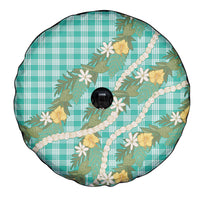 Aloha Puakenikeni Anthurium Pikake Lei Spare Tire Cover Marine Hawaiian Palaka Pattern LT9 - Polynesian Pride