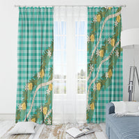 Aloha Puakenikeni Anthurium Pikake Lei Window Curtain Marine Hawaiian Palaka Pattern
