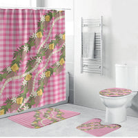 Aloha Puakenikeni Anthurium Pikake Lei Bathroom Set Tropical Pink Hawaiian Palaka Pattern
