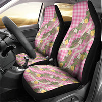 Aloha Puakenikeni Anthurium Pikake Lei Car Seat Cover Tropical Pink Hawaiian Palaka Pattern