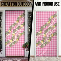 Aloha Puakenikeni Anthurium Pikake Lei Door Cover Tropical Pink Hawaiian Palaka Pattern