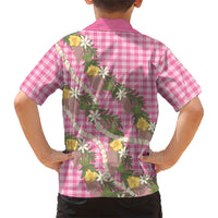 Aloha Puakenikeni Anthurium Pikake Lei Family Matching Summer Maxi Dress and Hawaiian Shirt Tropical Pink Hawaiian Palaka Pattern LT9 - Polynesian Pride