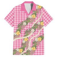 Aloha Puakenikeni Anthurium Pikake Lei Hawaiian Shirt Tropical Pink Hawaiian Palaka Pattern
