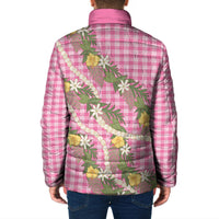 Aloha Puakenikeni Anthurium Pikake Lei Padded Jacket Tropical Pink Hawaiian Palaka Pattern