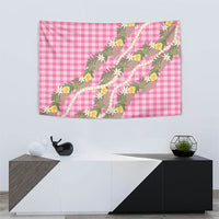 Aloha Puakenikeni Anthurium Pikake Lei Tapestry Tropical Pink Hawaiian Palaka Pattern