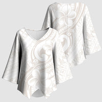 Hawaii Plumeria Lokelani Pikake Lei Kimono Sleeve Blouse Sandy Beige Polynesian Tattoo