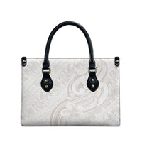 Hawaii Plumeria Lokelani Pikake Lei Leather Bag Sandy Beige Polynesian Tattoo
