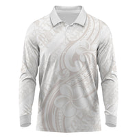 Hawaii Plumeria Lokelani Pikake Lei Long Sleeve Polo Shirt Sandy Beige Polynesian Tattoo LT9 Beige - Polynesian Pride