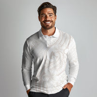 Hawaii Plumeria Lokelani Pikake Lei Long Sleeve Polo Shirt Sandy Beige Polynesian Tattoo LT9 - Polynesian Pride