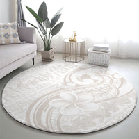Hawaii Plumeria Lokelani Pikake Lei Round Carpet Sandy Beige Polynesian Tattoo