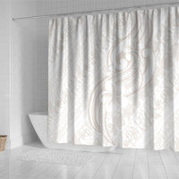 Hawaii Plumeria Lokelani Pikake Lei Shower Curtain Sandy Beige Polynesian Tattoo