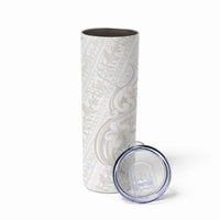 Hawaii Plumeria Lokelani Pikake Lei Skinny Tumbler Sandy Beige Polynesian Tattoo LT9 - Polynesian Pride