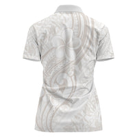 Hawaii Plumeria Lokelani Pikake Lei Women Polo Shirt Sandy Beige Polynesian Tattoo LT9 - Polynesian Pride