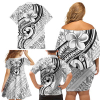 Hawaii Plumeria Lokelani Pikake Lei Family Matching Off Shoulder Short Dress and Hawaiian Shirt Ele'ele Polynesian Tattoo LT9 - Polynesian Pride