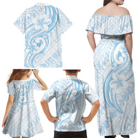 Hawaii Plumeria Lokelani Pikake Lei Family Matching Off Shoulder Maxi Dress and Hawaiian Shirt Uliuli Polynesian Tattoo LT9 - Polynesian Pride