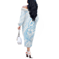 Hawaii Plumeria Lokelani Pikake Lei Off The Shoulder Long Sleeve Dress Uliuli Polynesian Tattoo LT9 - Polynesian Pride