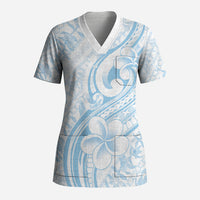 Hawaii Plumeria Lokelani Pikake Lei Scrub Top Uliuli Polynesian Tattoo