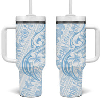Hawaii Plumeria Lokelani Pikake Lei Tumbler With Handle Uliuli Polynesian Tattoo