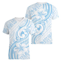Hawaii Plumeria Lokelani Pikake Lei Women V-Neck T-Shirt Uliuli Polynesian Tattoo LT9 - Polynesian Pride