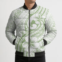 Hawaii Plumeria Lokelani Pikake Lei Bomber Puffer Jacket Oma'oma'o Polynesian Tattoo