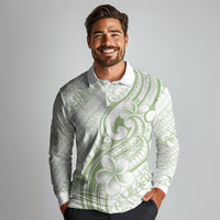 Hawaii Plumeria Lokelani Pikake Lei Long Sleeve Polo Shirt Oma'oma'o Polynesian Tattoo LT9 - Polynesian Pride