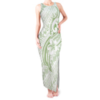 Hawaii Plumeria Lokelani Pikake Lei Tank Maxi Dress Oma'oma'o Polynesian Tattoo LT9 Women Green - Polynesian Pride