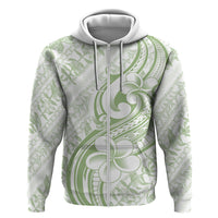 Hawaii Plumeria Lokelani Pikake Lei Zip Hoodie Oma'oma'o Polynesian Tattoo LT9 Zip Hoodie Green - Polynesian Pride