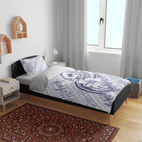 Hawaii Plumeria Lokelani Pikake Lei Bedding Set Navy Blue Polynesian Tattoo