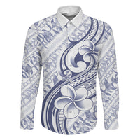 Hawaii Plumeria Lokelani Pikake Lei Family Matching Short Sleeve Bodycon Dress and Hawaiian Shirt Navy Blue Polynesian Tattoo LT9 Dad's Shirt - Long Sleeve Navy Blue - Polynesian Pride