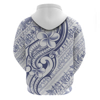 Hawaii Plumeria Lokelani Pikake Lei Hoodie Navy Blue Polynesian Tattoo