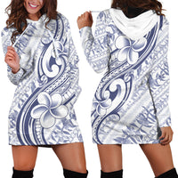 Hawaii Plumeria Lokelani Pikake Lei Hoodie Dress Navy Blue Polynesian Tattoo LT9 - Polynesian Pride