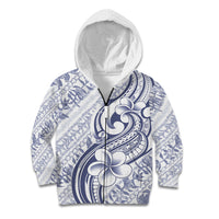 Hawaii Plumeria Lokelani Pikake Lei Kid Hoodie Navy Blue Polynesian Tattoo