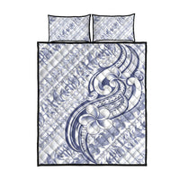 Hawaii Plumeria Lokelani Pikake Lei Quilt Bed Set Navy Blue Polynesian Tattoo