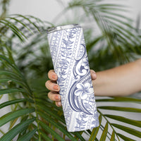 Hawaii Plumeria Lokelani Pikake Lei Skinny Tumbler Navy Blue Polynesian Tattoo LT9 - Polynesian Pride