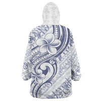Hawaii Plumeria Lokelani Pikake Lei Wearable Blanket Hoodie Navy Blue Polynesian Tattoo LT9 - Polynesian Pride