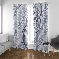 Hawaii Plumeria Lokelani Pikake Lei Window Curtain Navy Blue Polynesian Tattoo