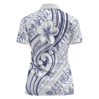 Hawaii Plumeria Lokelani Pikake Lei Women Polo Shirt Navy Blue Polynesian Tattoo LT9 - Polynesian Pride