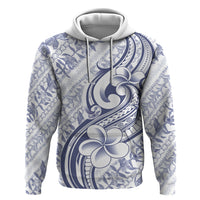 Hawaii Plumeria Lokelani Pikake Lei Zip Hoodie Navy Blue Polynesian Tattoo