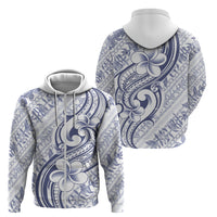 Hawaii Plumeria Lokelani Pikake Lei Zip Hoodie Navy Blue Polynesian Tattoo