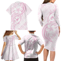 Hawaii Plumeria Lokelani Pikake Lei Family Matching Long Sleeve Bodycon Dress and Hawaiian Shirt Poni Mama Polynesian Tattoo LT9 - Polynesian Pride